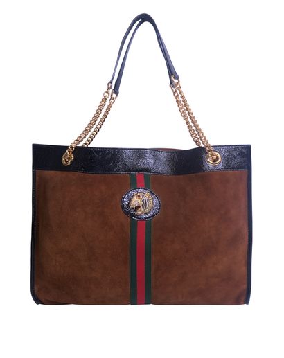 Large Rajah Tote Bag, &pound;850, Handbags, Brown, Faux Suede, Front view